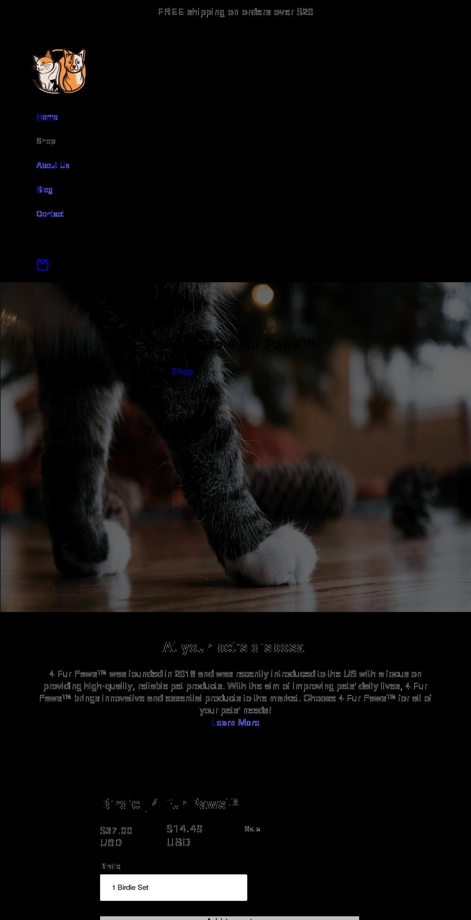 4furpaws.com shopify website screenshot