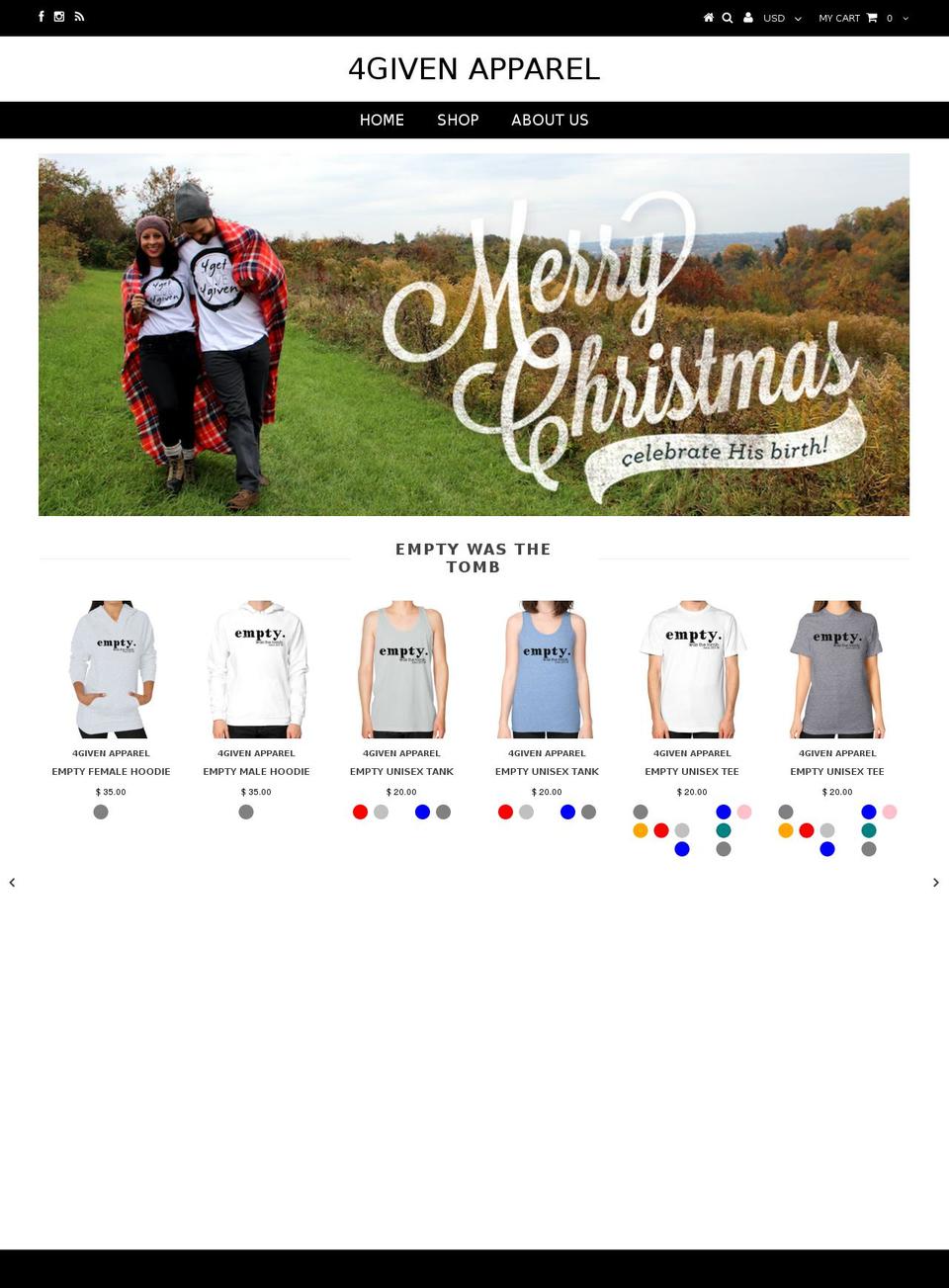 4givenapparel.com shopify website screenshot