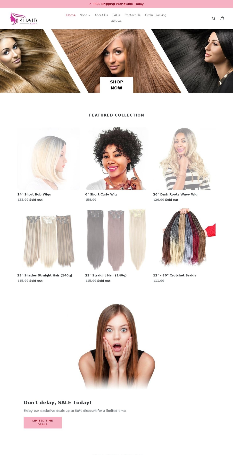 4hair.com shopify website screenshot