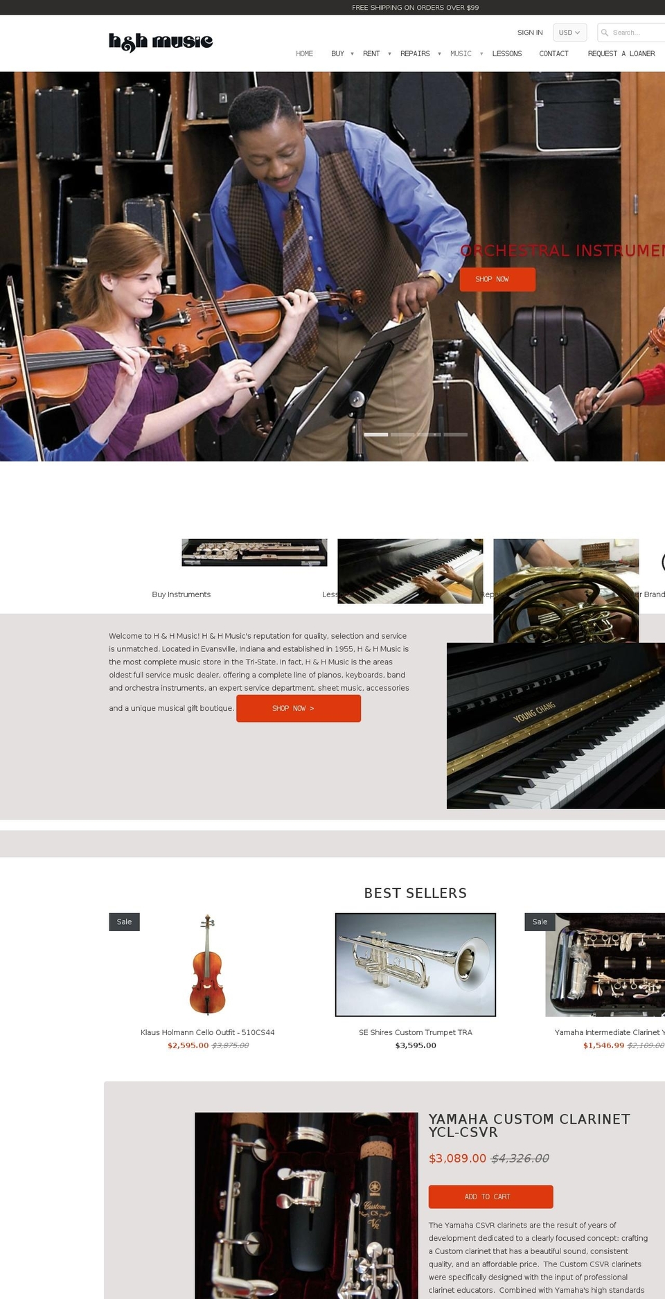 4handhmusic.net shopify website screenshot