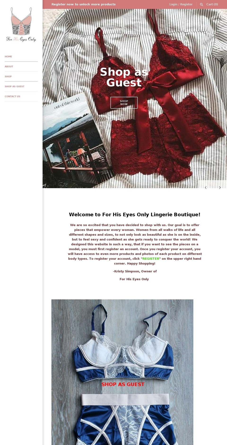 4hiseyesonly.com — Shopify storefront screenshot