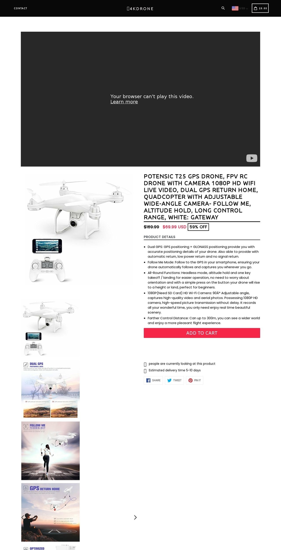 4kdrone.myshopify.com shopify website screenshot