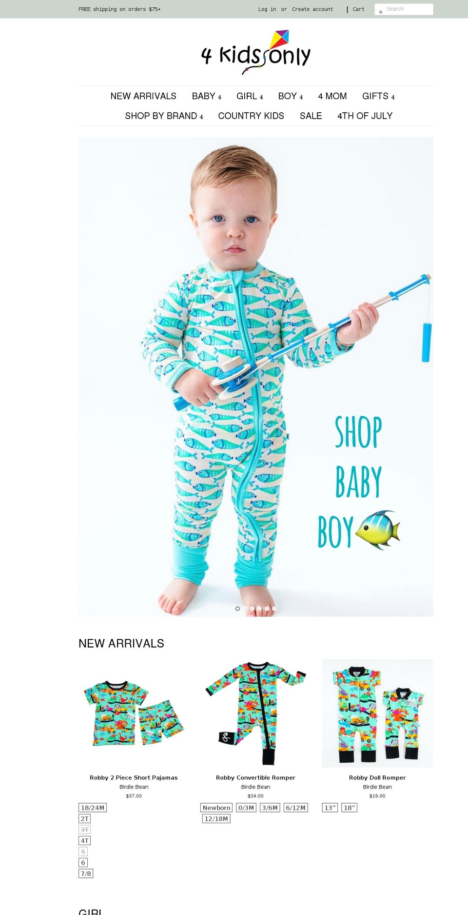 4kidsonlyonline.com shopify website screenshot