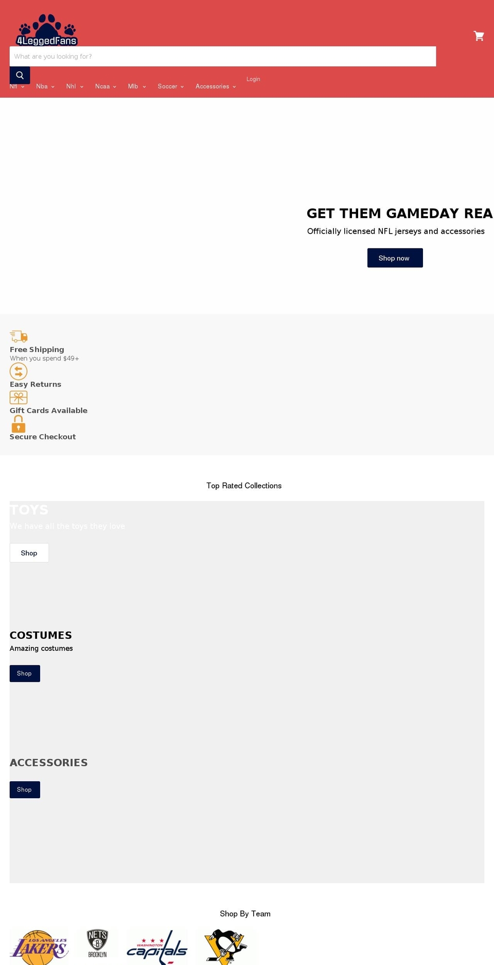 4leggedfans.com shopify website screenshot
