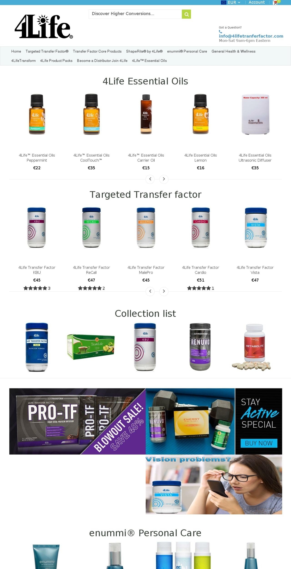 4lifetranferfactor.com — Shopify storefront screenshot