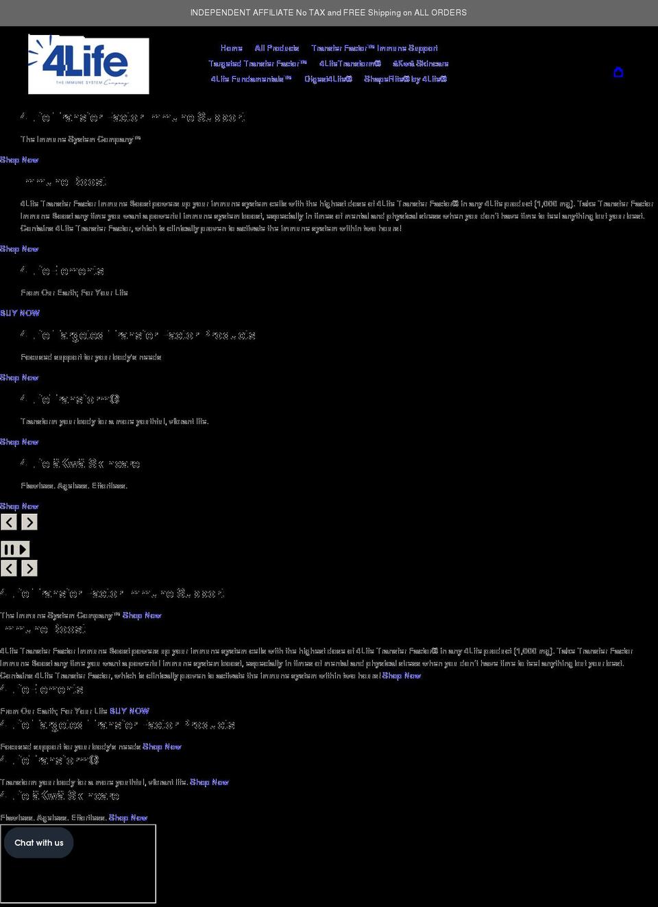 4lifetransferfactorproducts.com shopify website screenshot