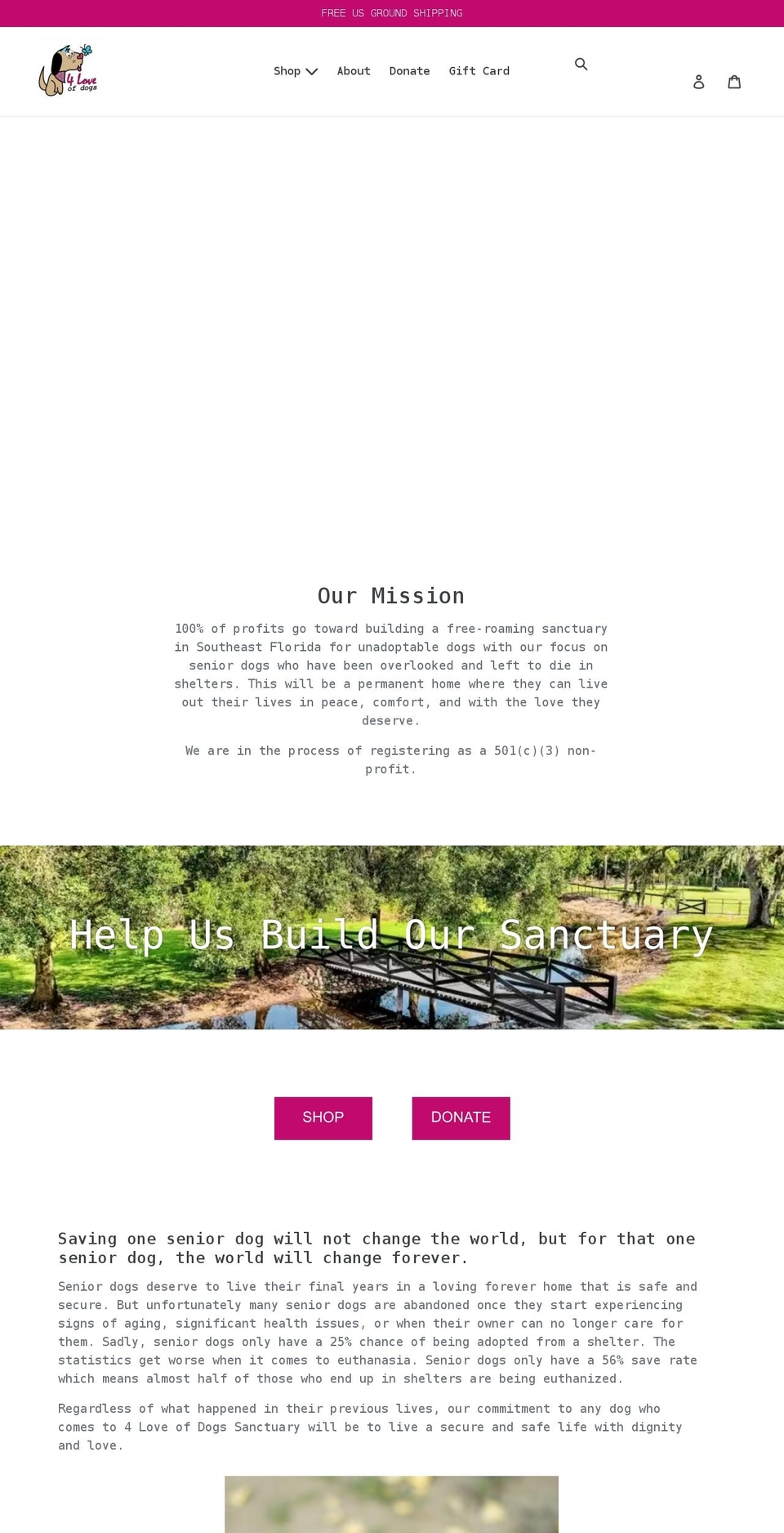 4loveofdogs.org shopify website screenshot