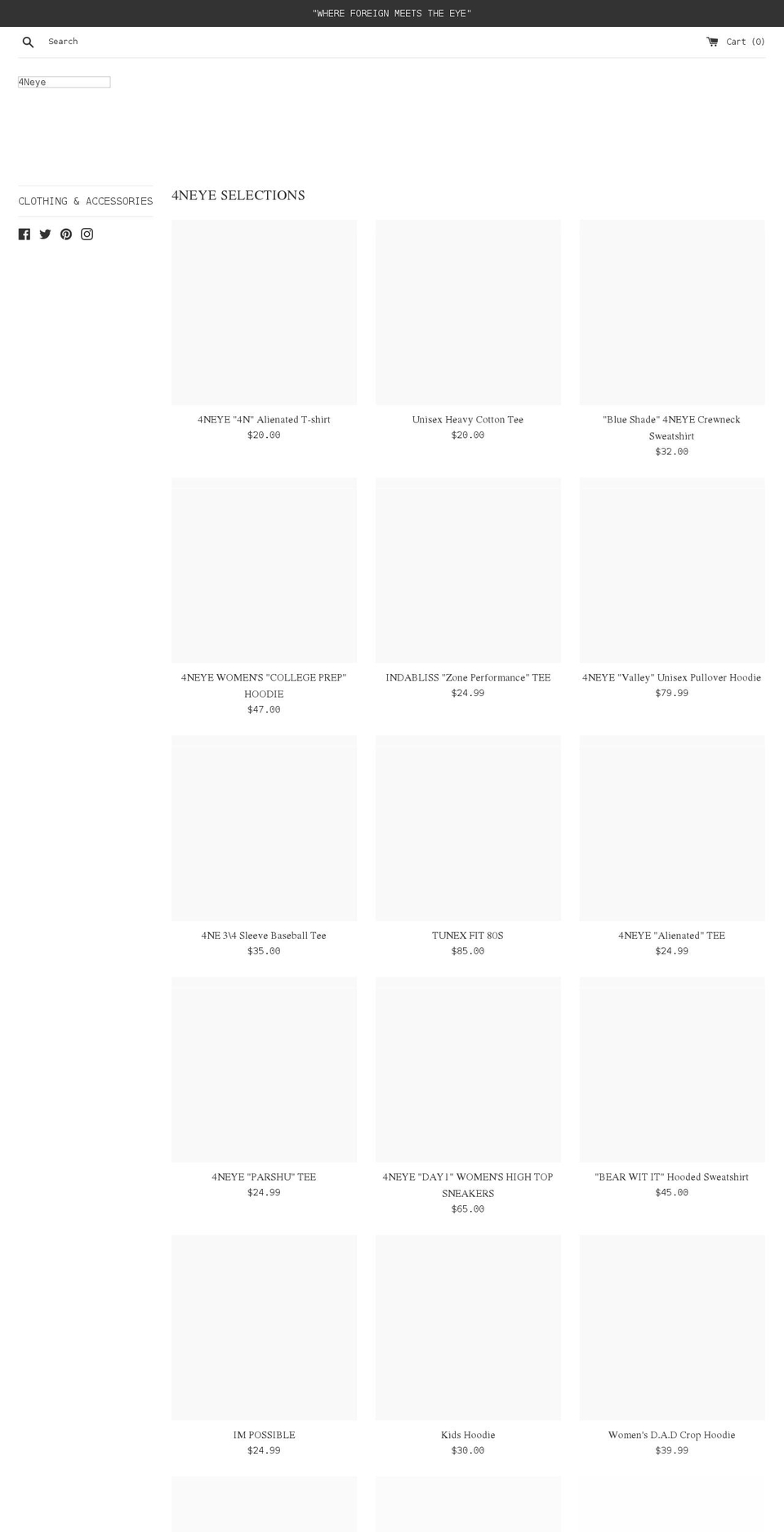 4neye.com shopify website screenshot