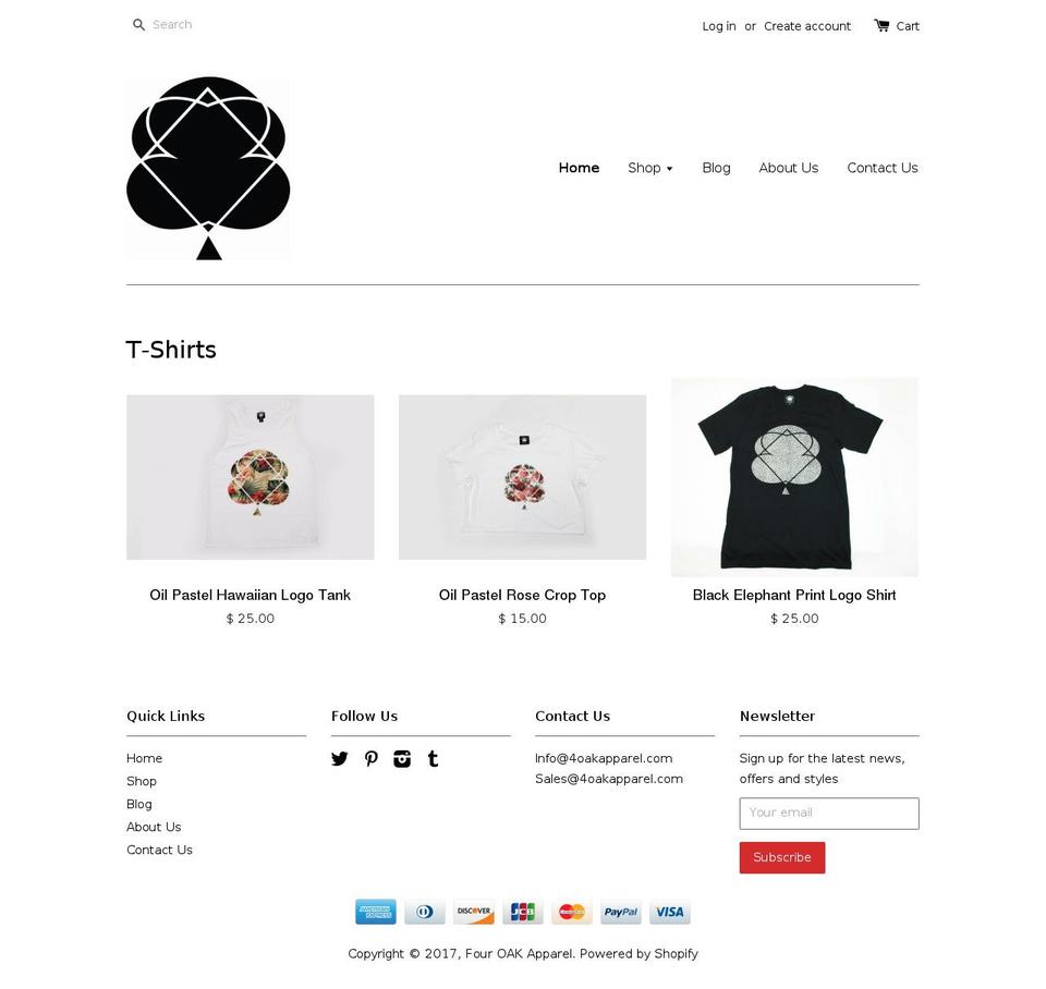4oakapparel.com shopify website screenshot
