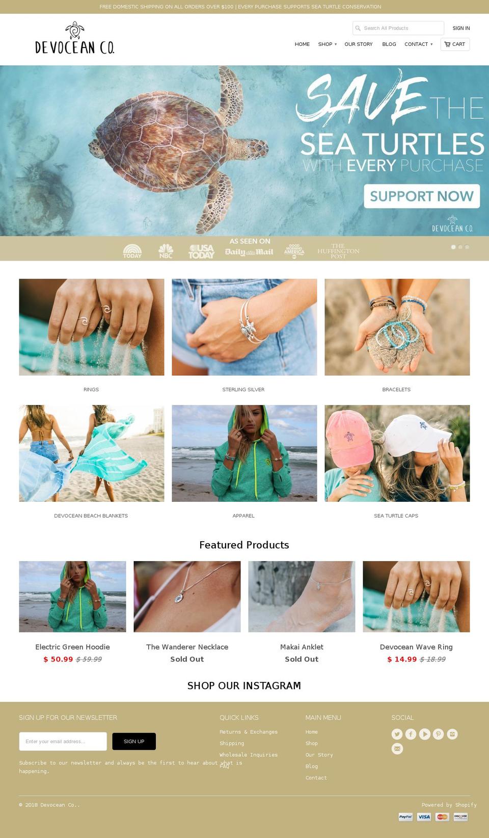 4oceanjewelry.com — Shopify storefront screenshot