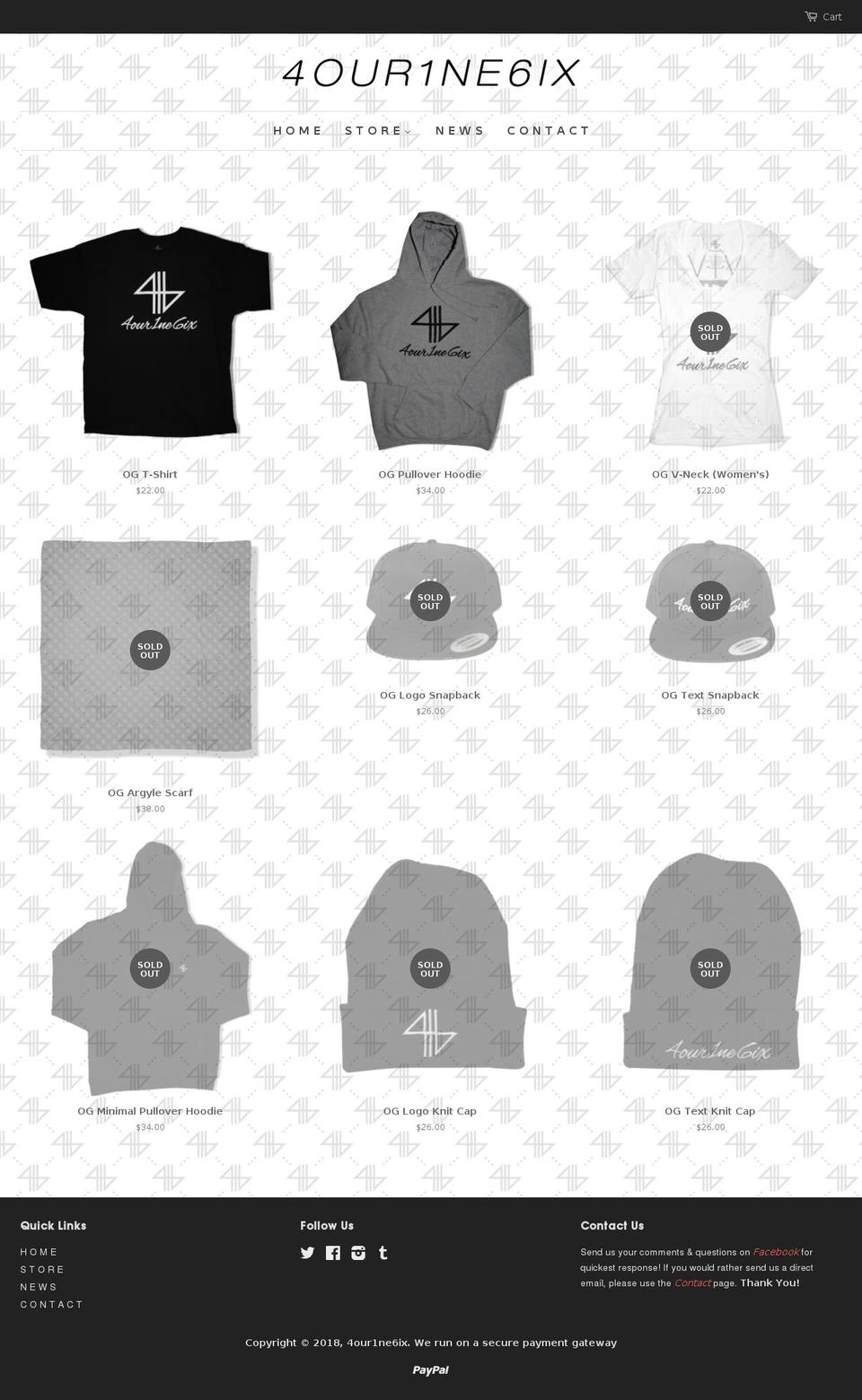 4our1ne6ix.com — Shopify storefront screenshot