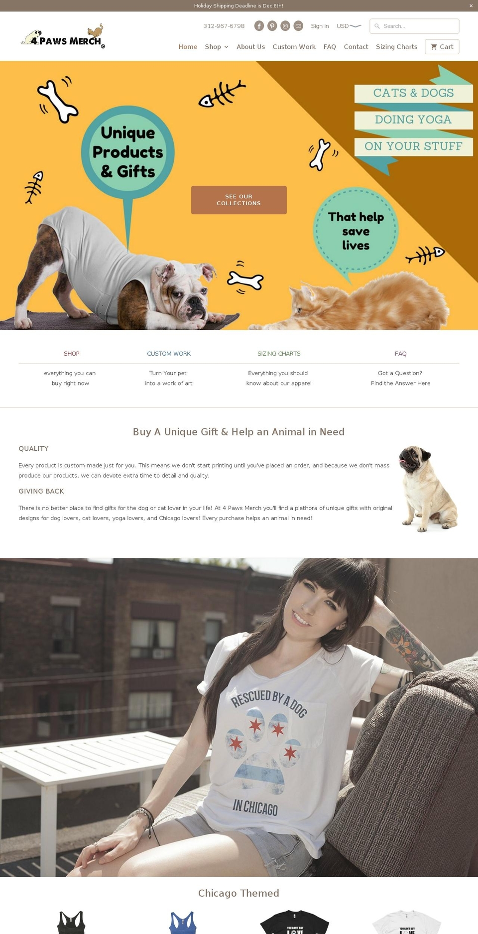 4pawsmerch.com shopify website screenshot