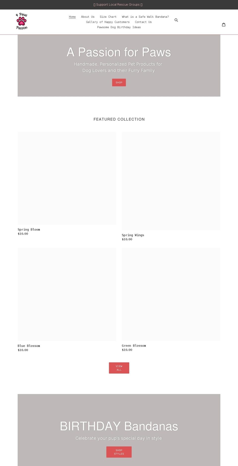 4pawspassion.com — Shopify storefront screenshot