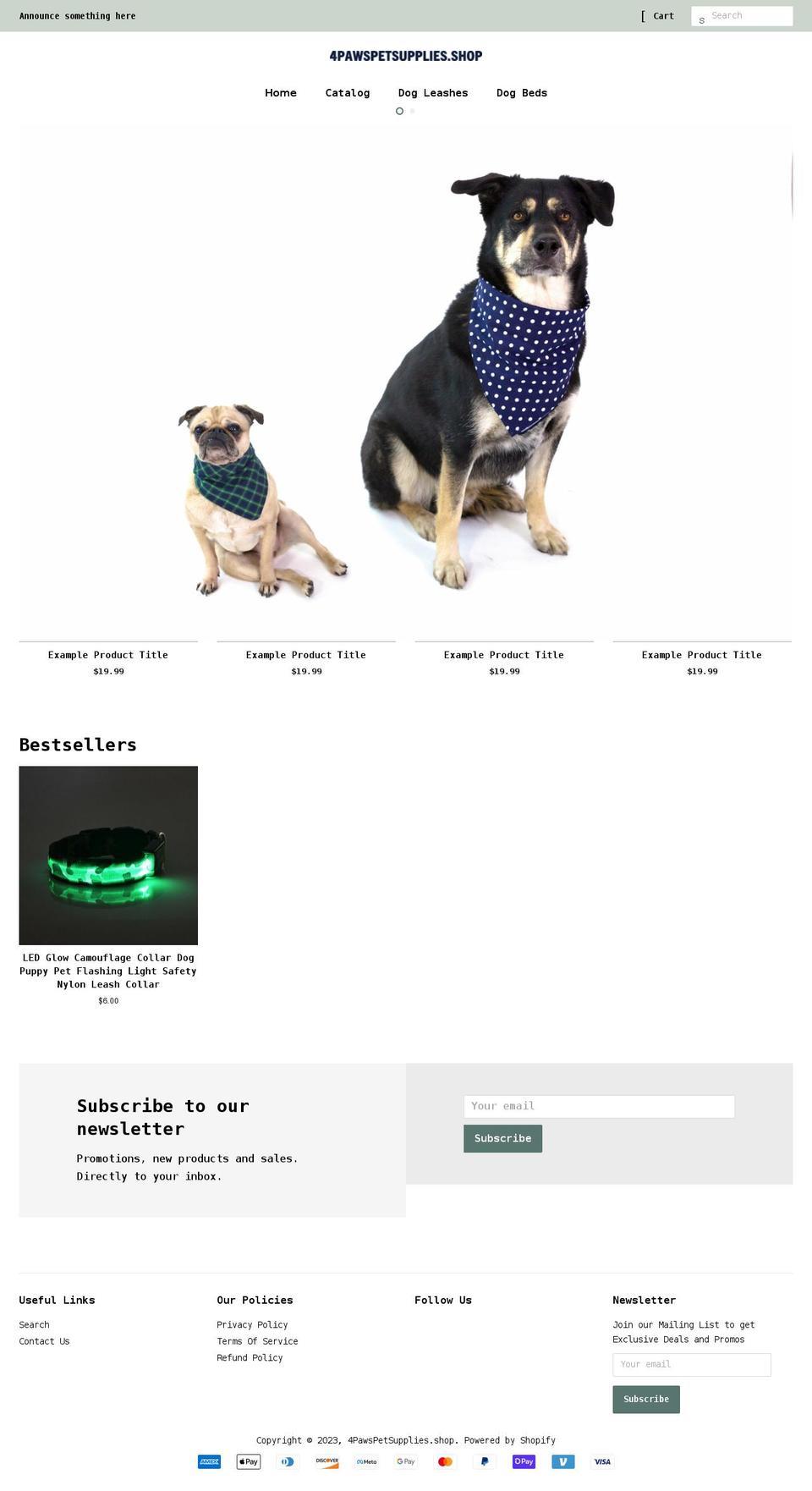 4pawspetsupplies.shop shopify website screenshot