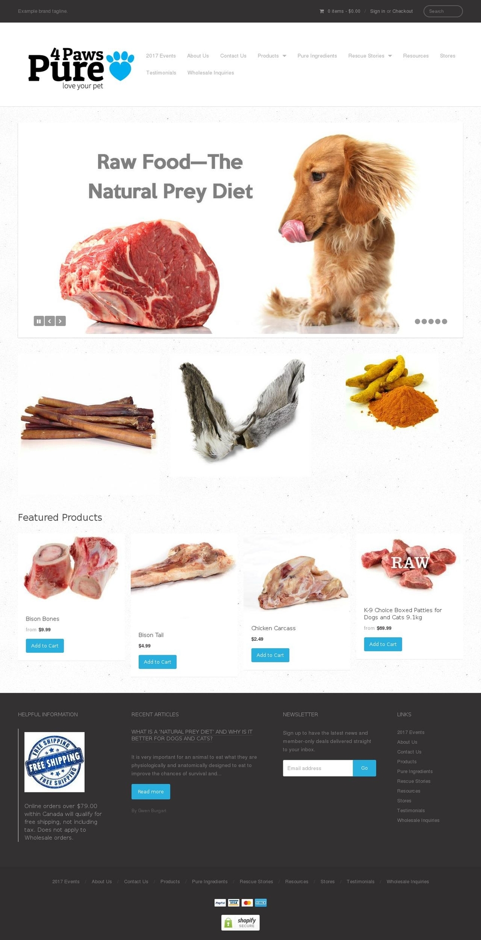 4pawspure.com shopify website screenshot