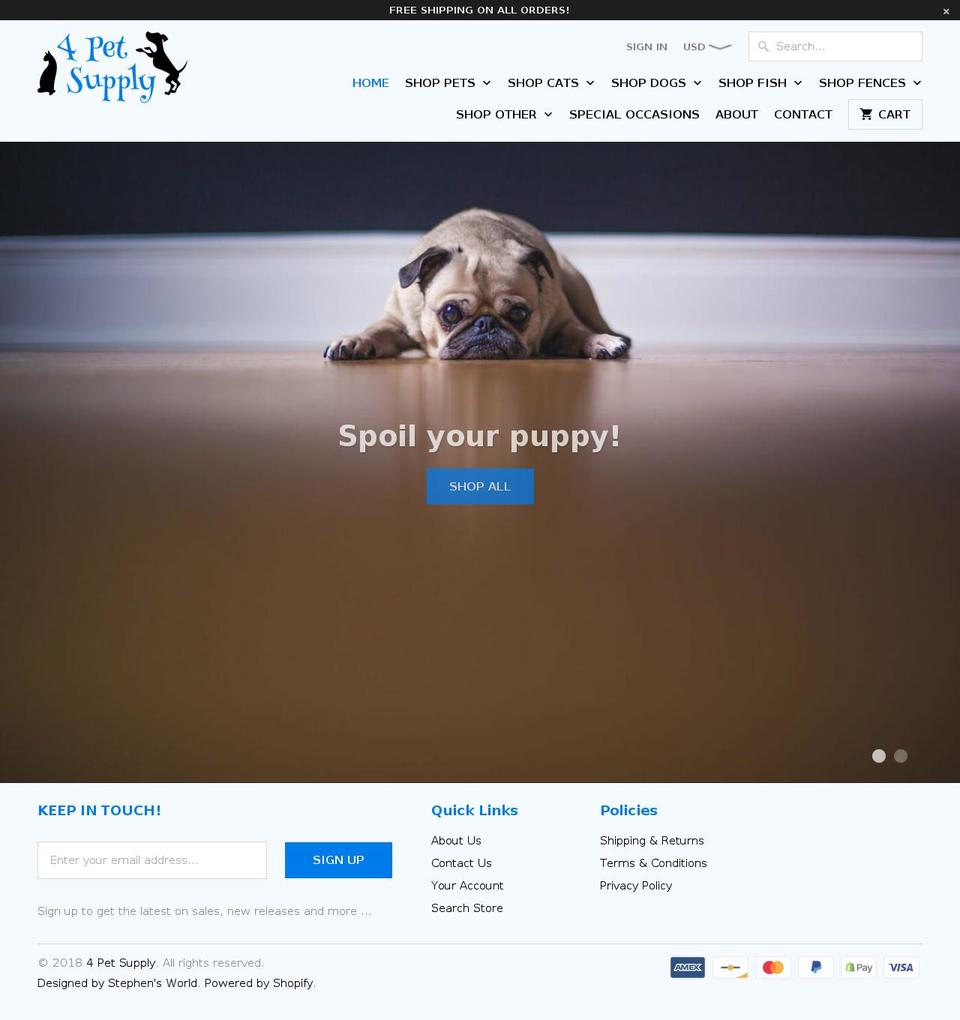 4petsupply.com — Shopify storefront screenshot