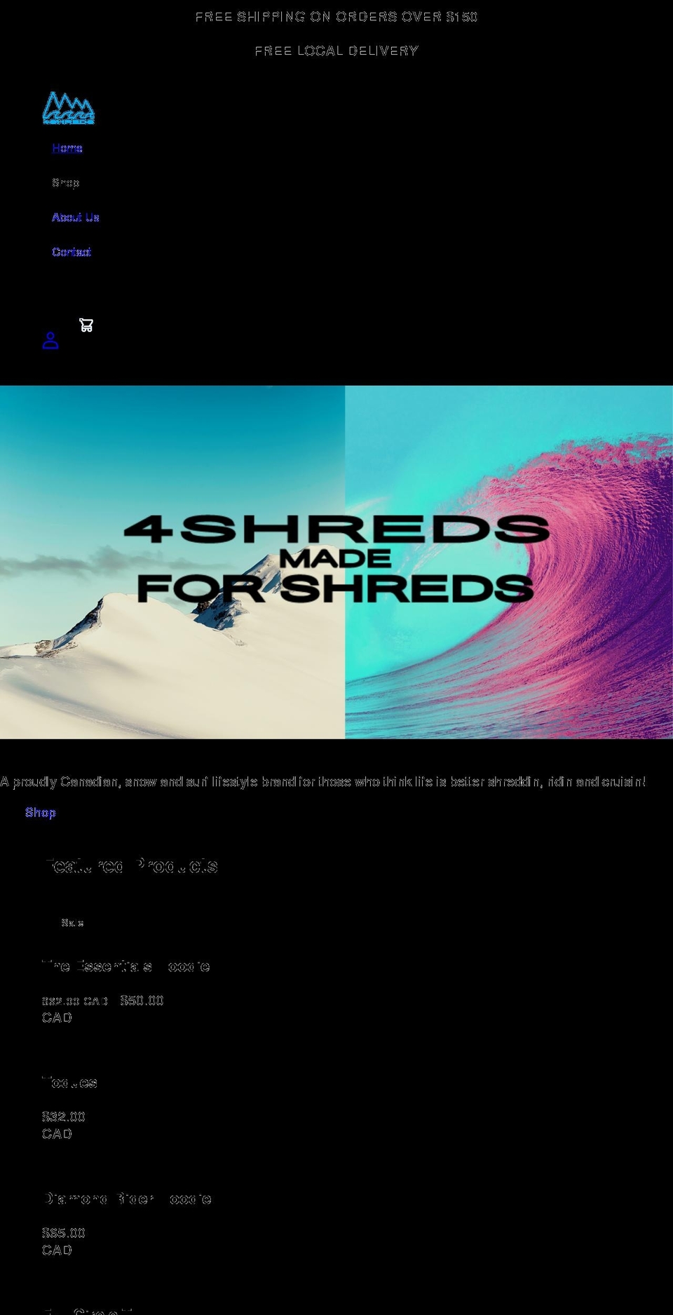 4shreds.com shopify website screenshot
