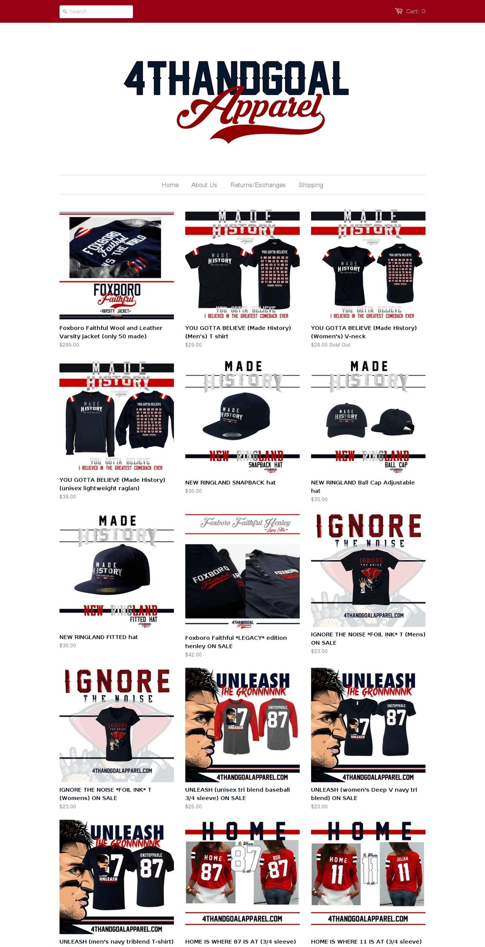 4thandgoalapparel.com shopify website screenshot