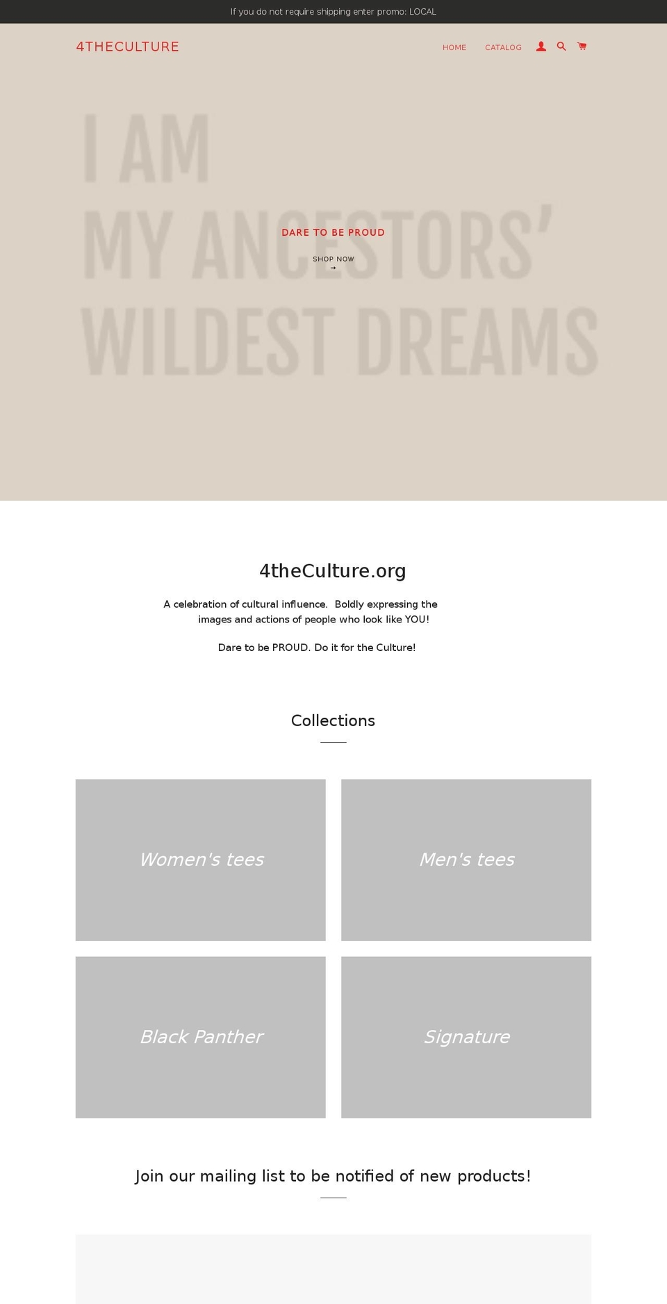 4theculture.org shopify website screenshot