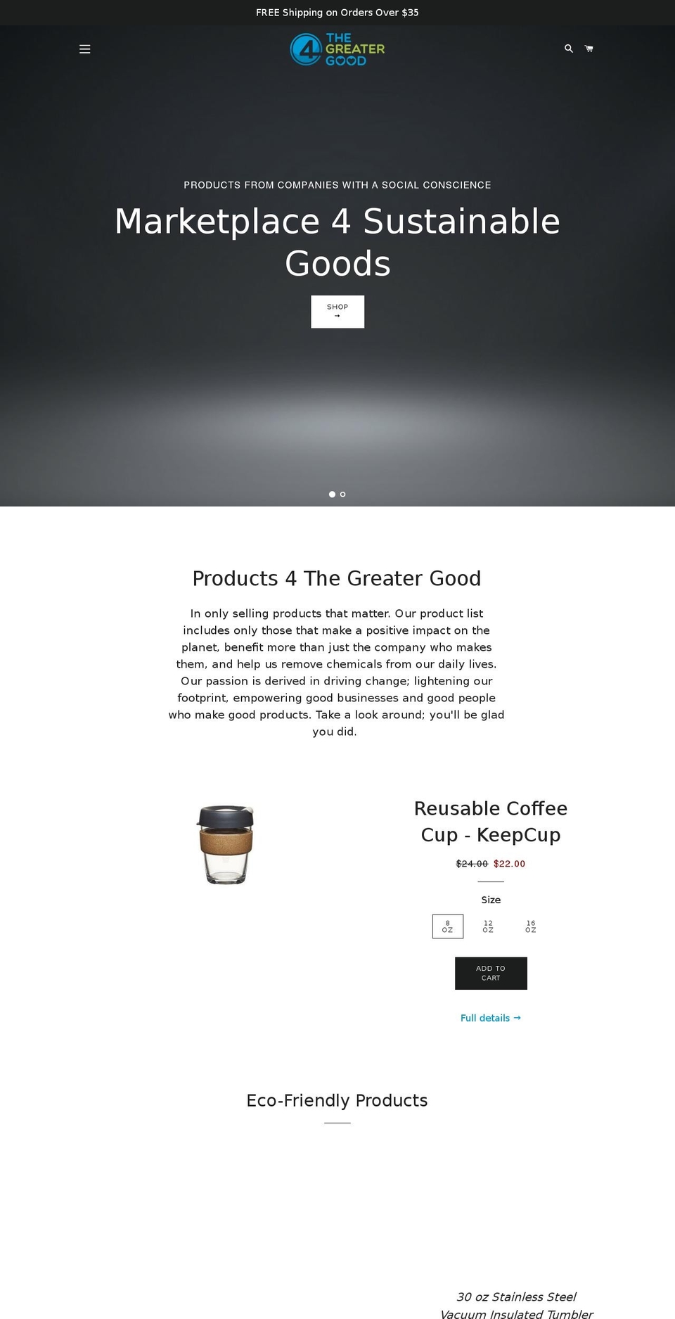 4thegreatergood.com shopify website screenshot