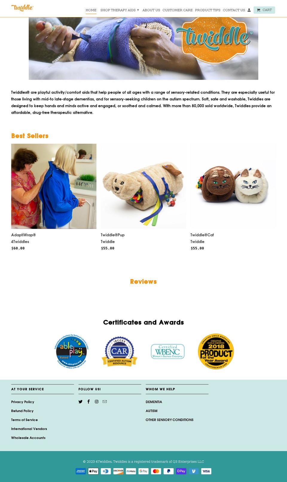 4twiddles.com shopify website screenshot