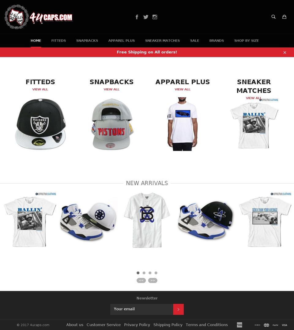 4ucaps.com shopify website screenshot