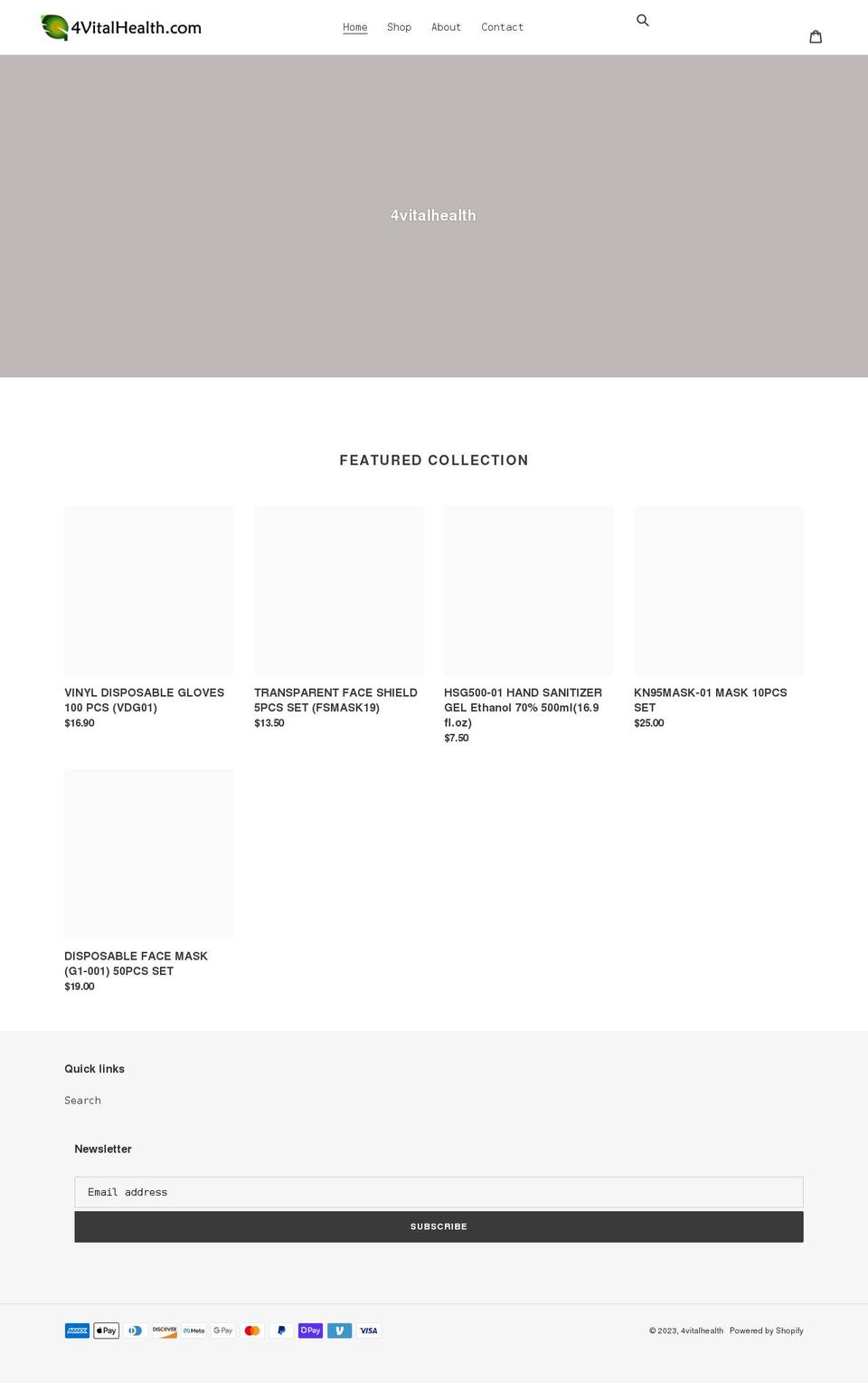 4vitalhealth.com shopify website screenshot