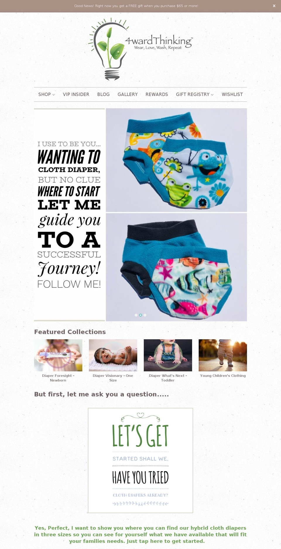 4wardthinkingclothdiapers.com — Shopify storefront screenshot