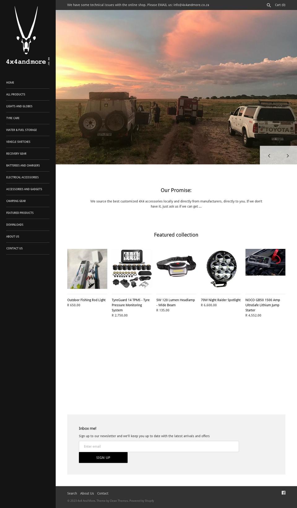 4x4andmore.co.za shopify website screenshot