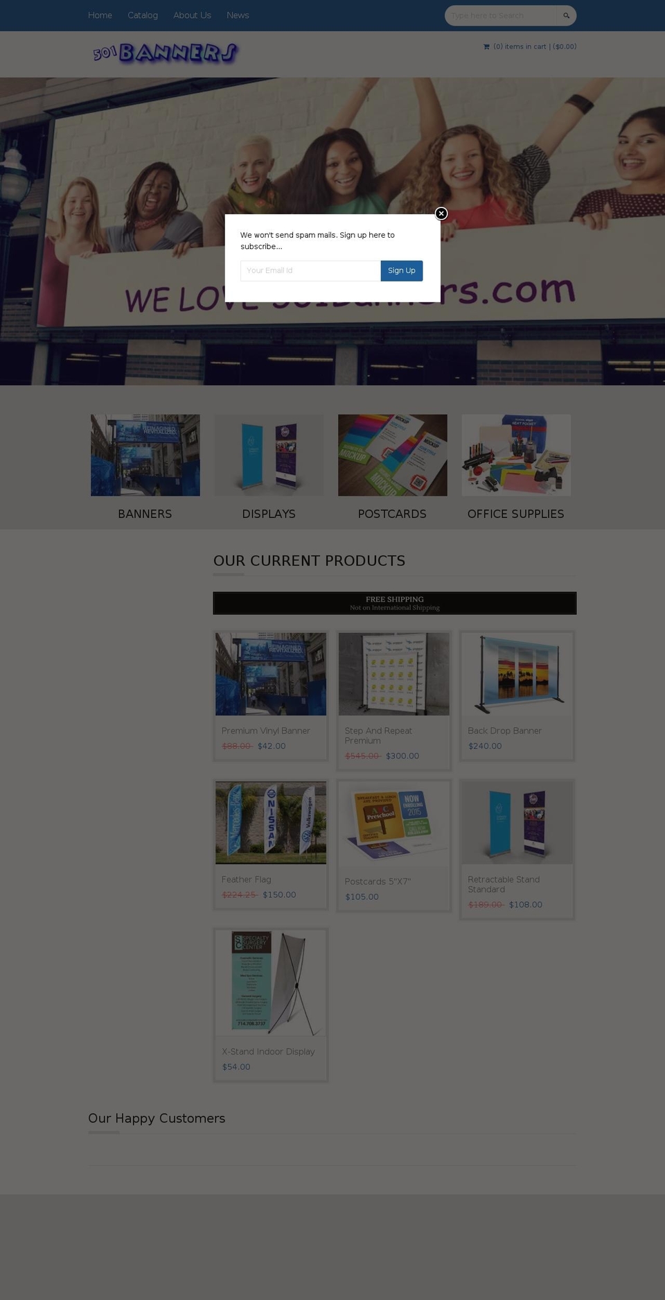 501banners.com — Shopify storefront screenshot
