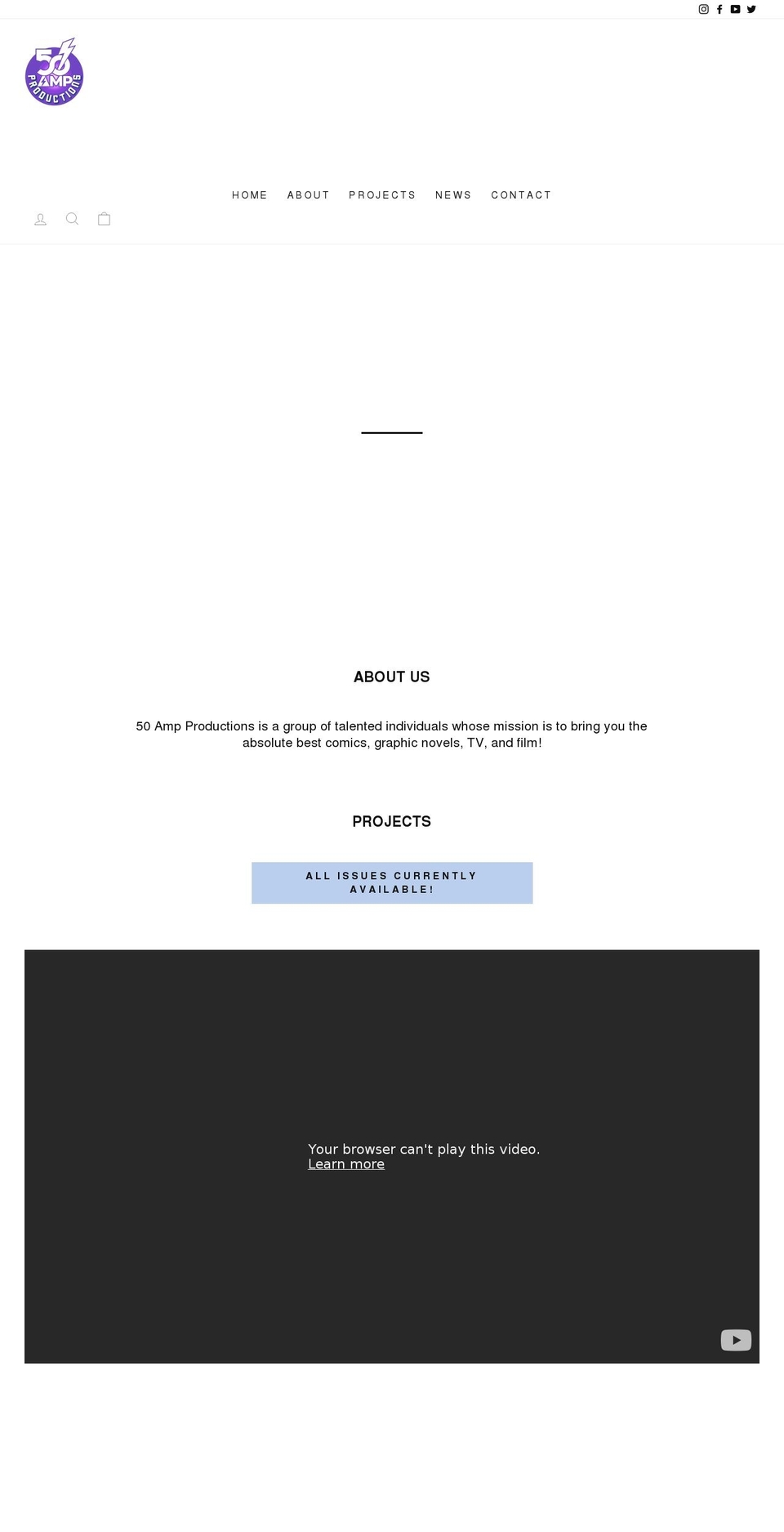 50ampproductions.com shopify website screenshot