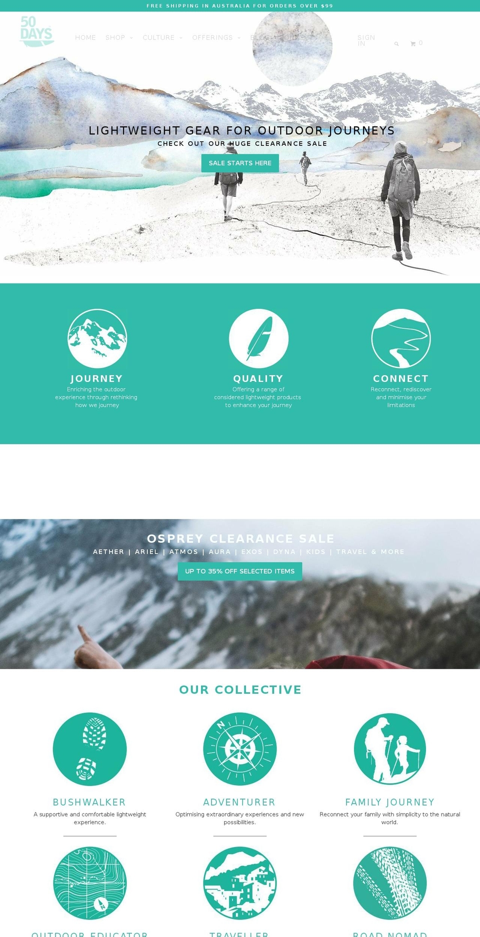 50days.com.au shopify website screenshot
