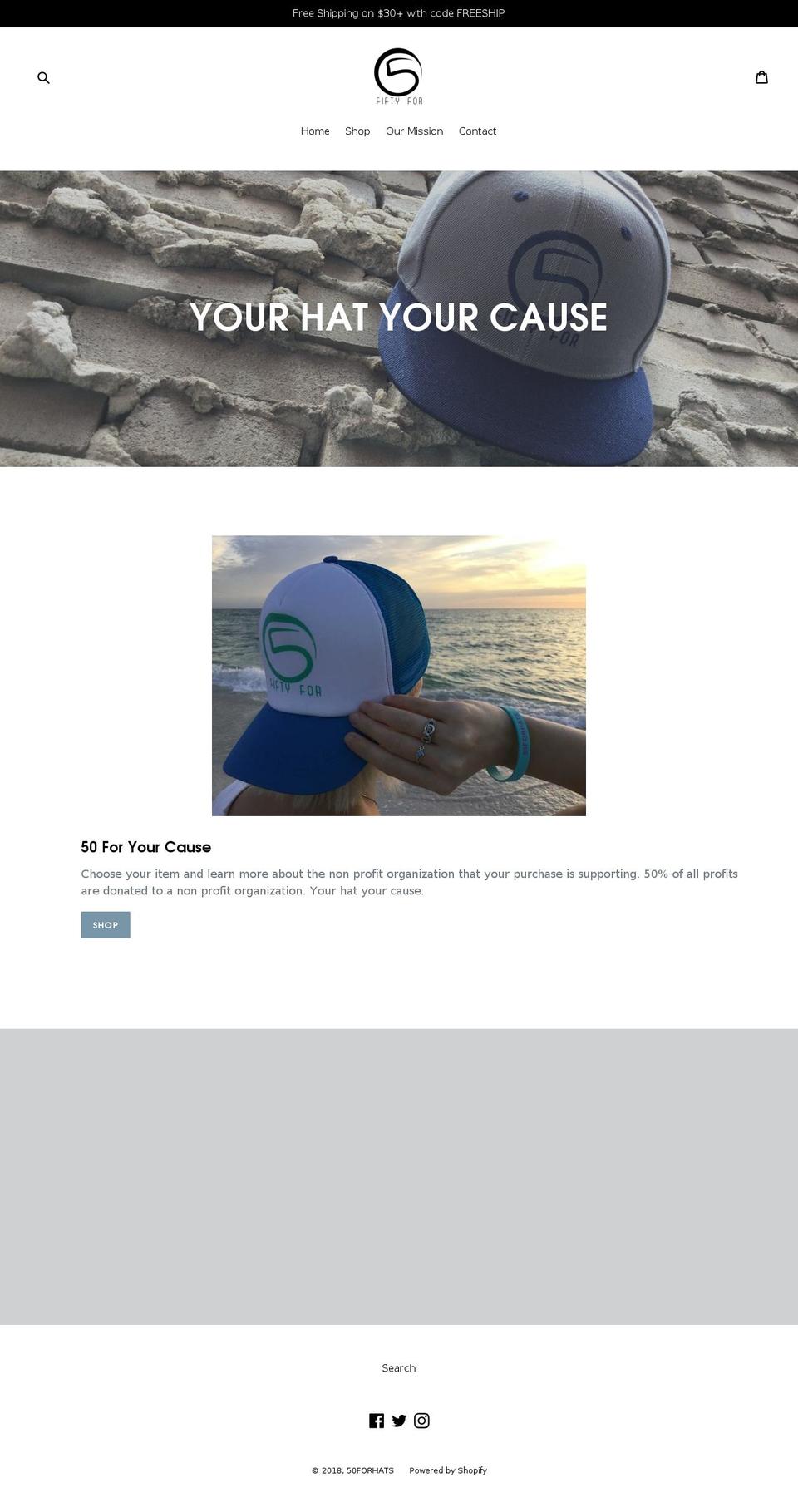 50forhats.com — Shopify storefront screenshot