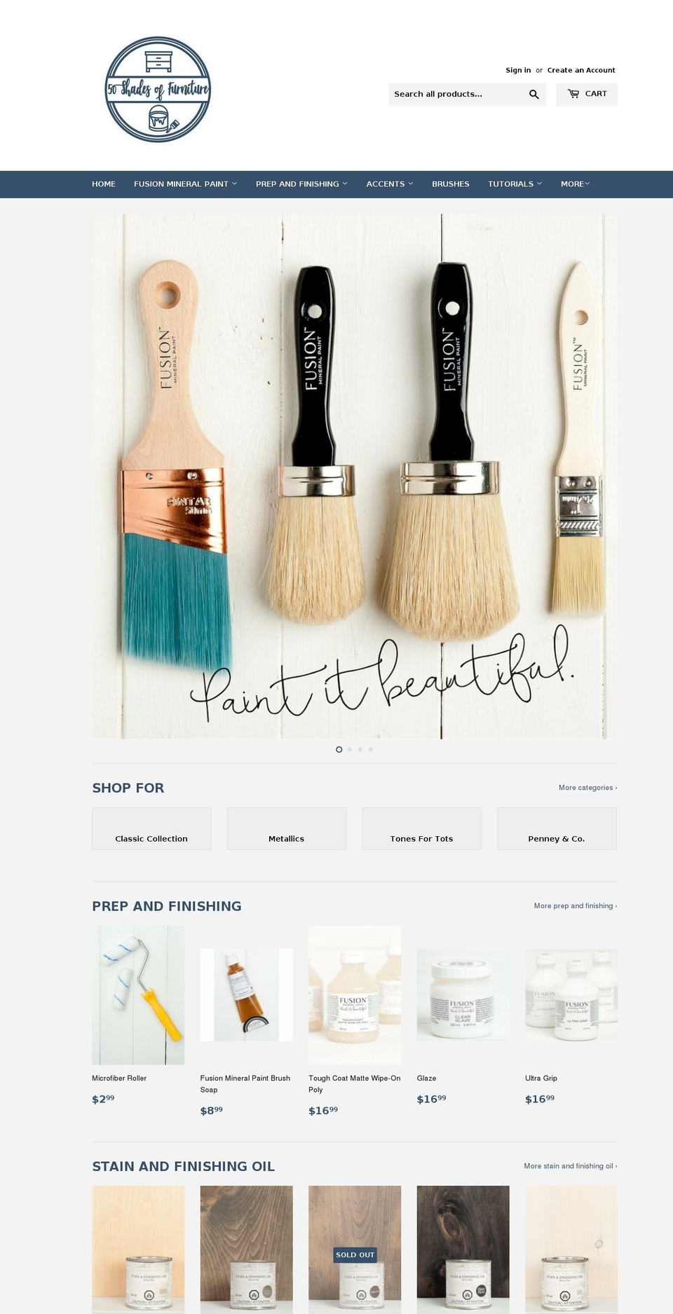 50shadesoffurniture.com — Shopify storefront screenshot