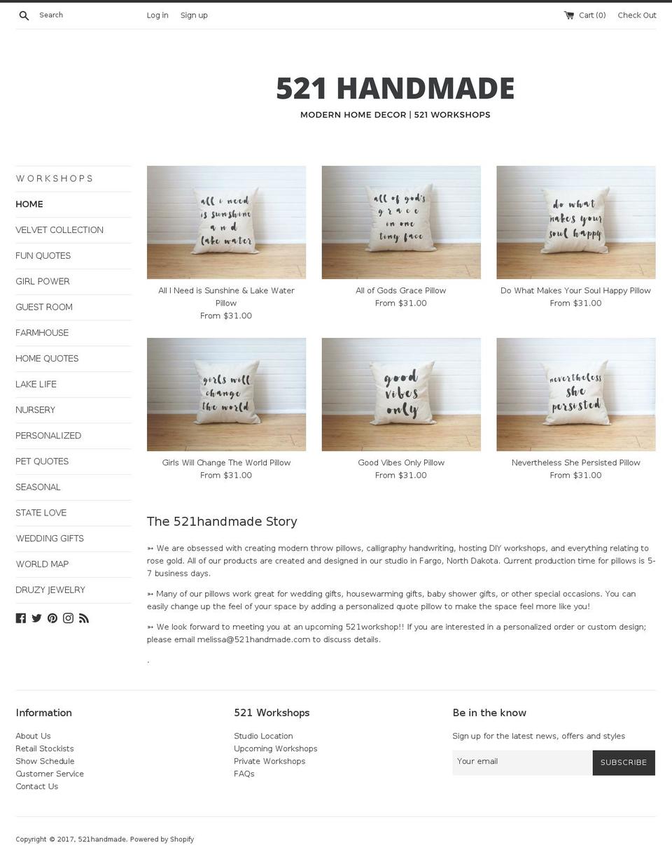 521handmade.com shopify website screenshot