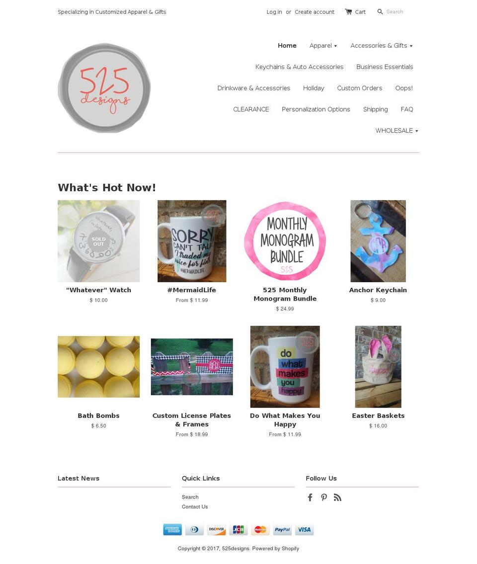525designs.com shopify website screenshot