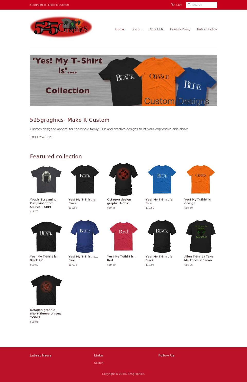 525graghics.com — Shopify storefront screenshot