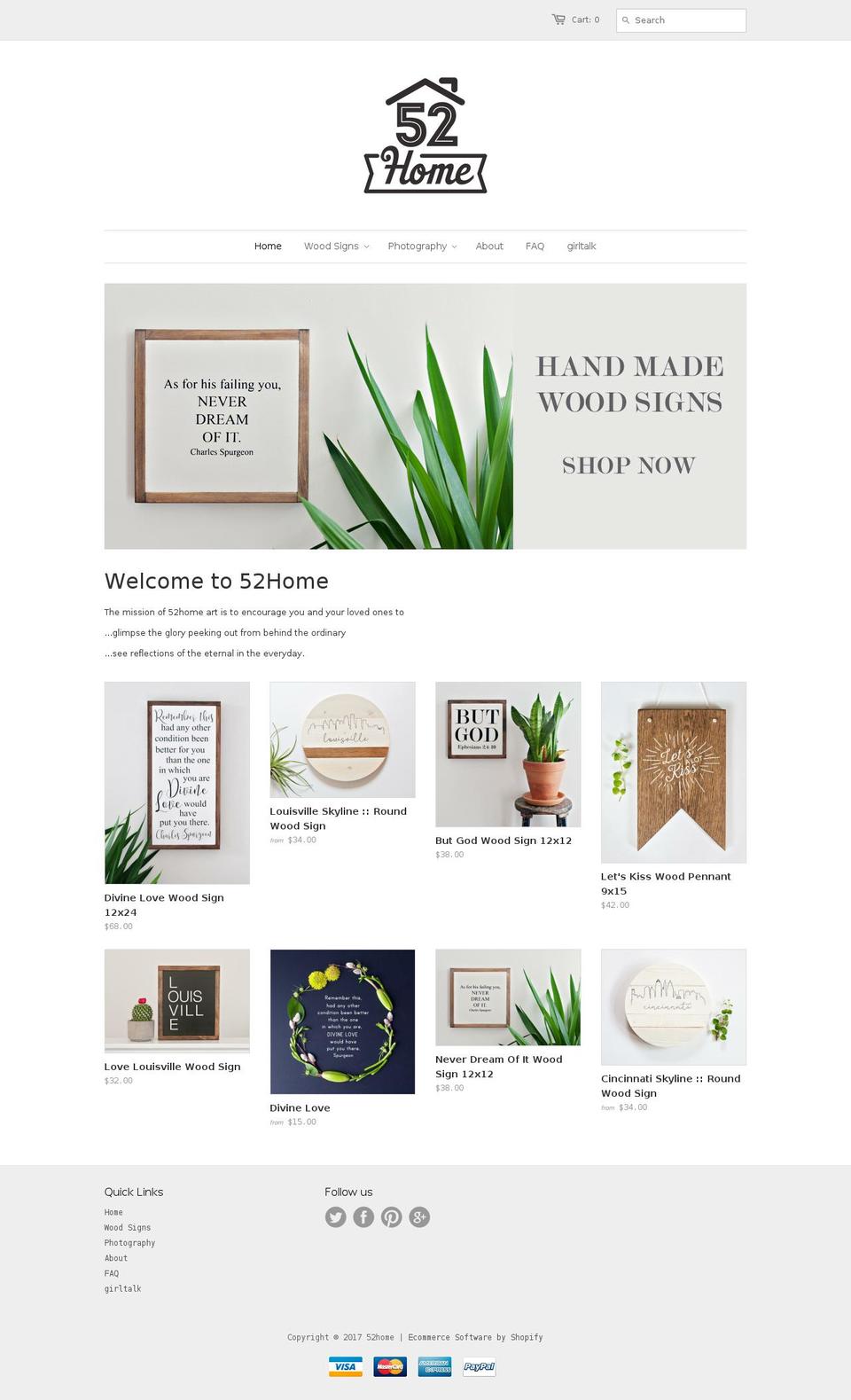 52homeart.com shopify website screenshot