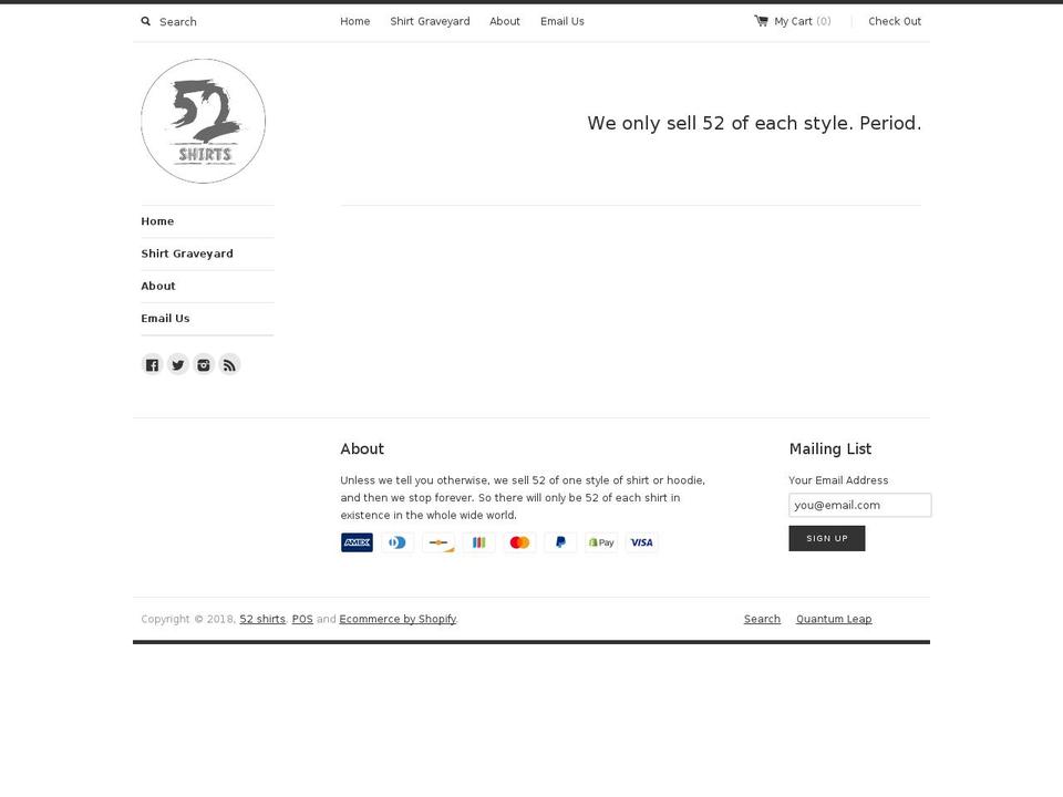 52shirts.com — Shopify storefront screenshot