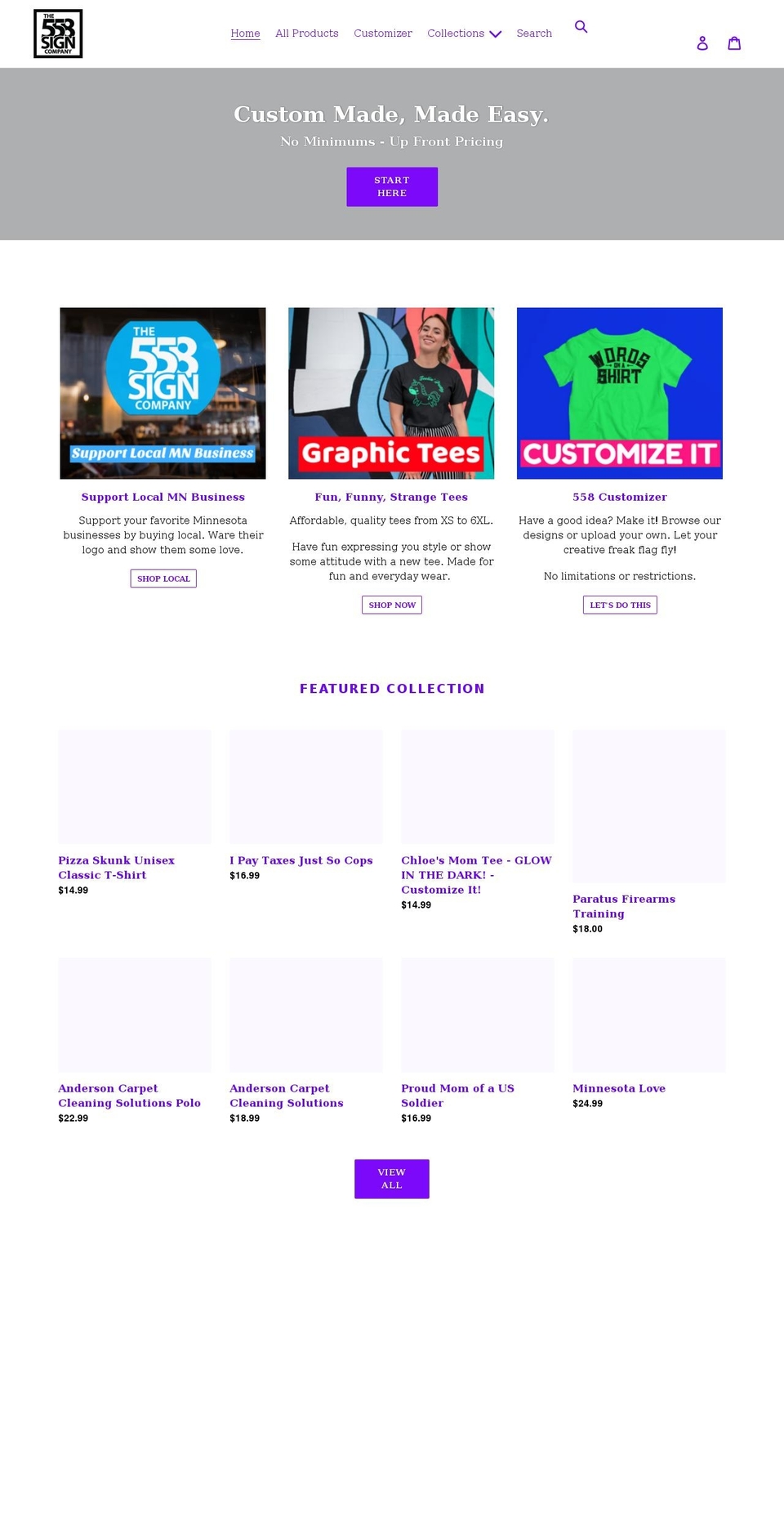 558sign.com shopify website screenshot
