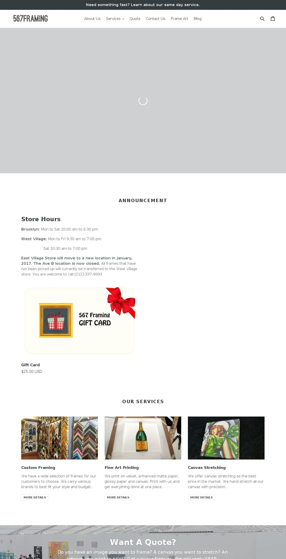 567gallery.com shopify website screenshot