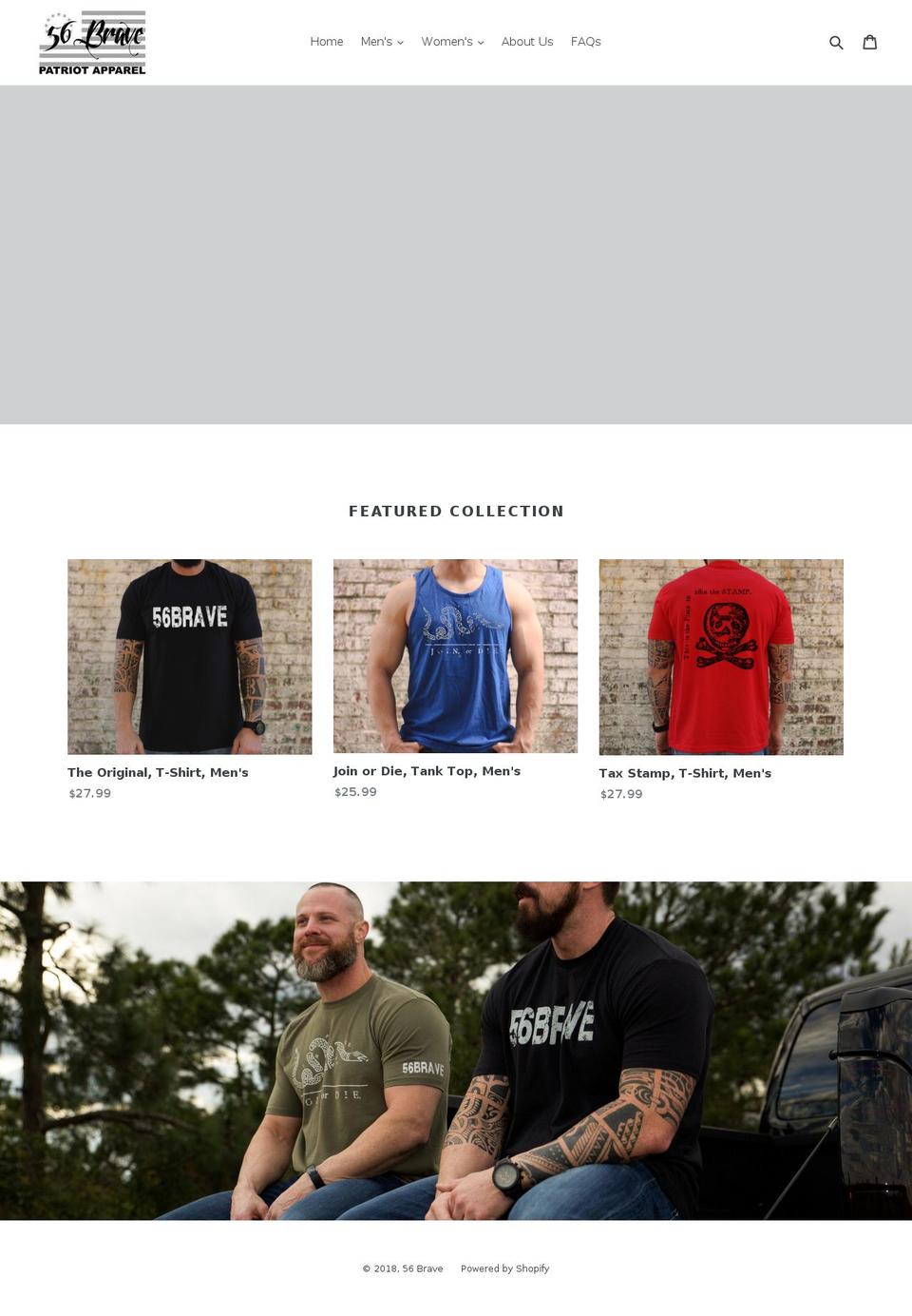 56brave.com shopify website screenshot