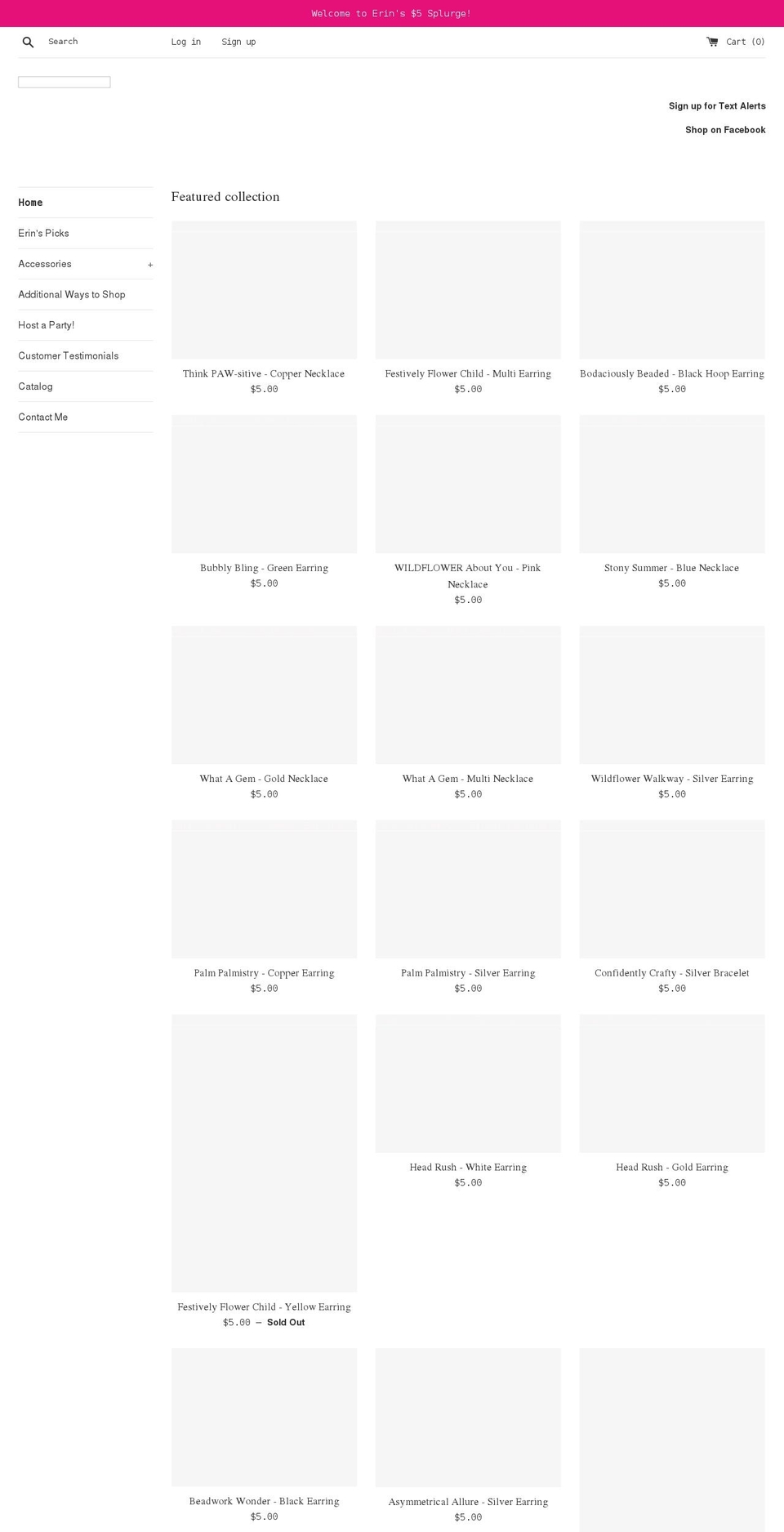 5dollarsplurge.com shopify website screenshot