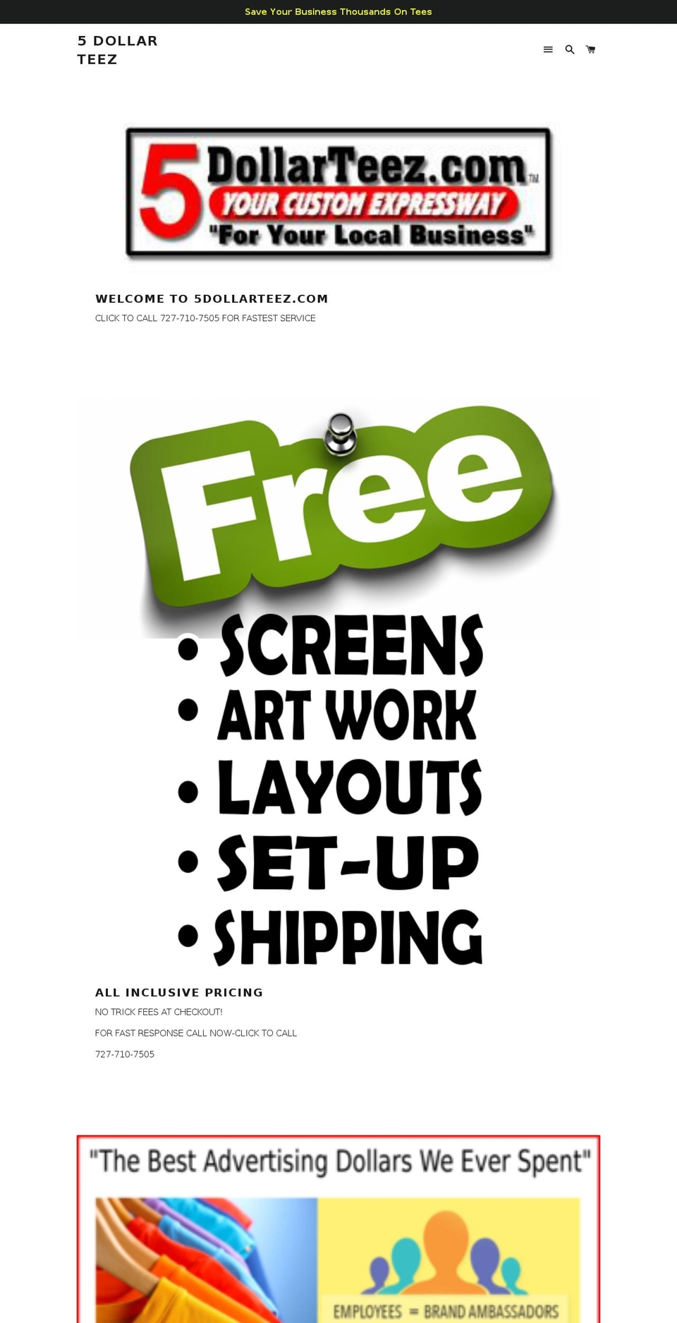 5dollarteez.com — Shopify storefront screenshot
