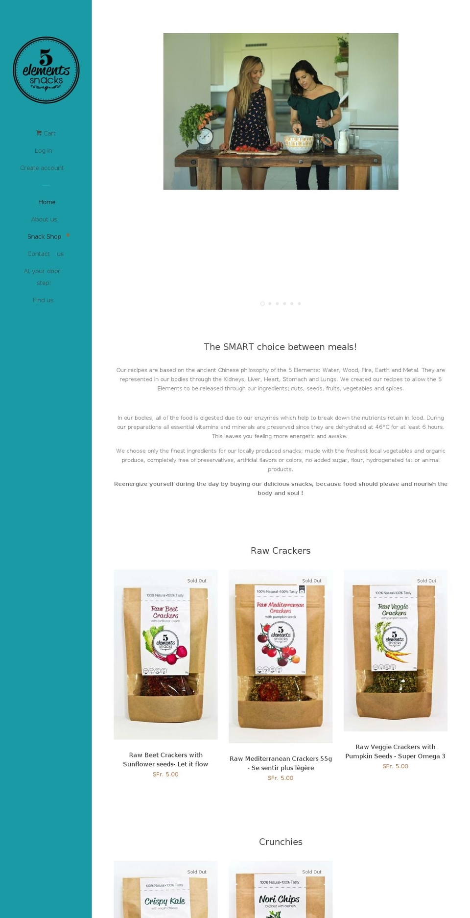 5elementsnacks.ch shopify website screenshot