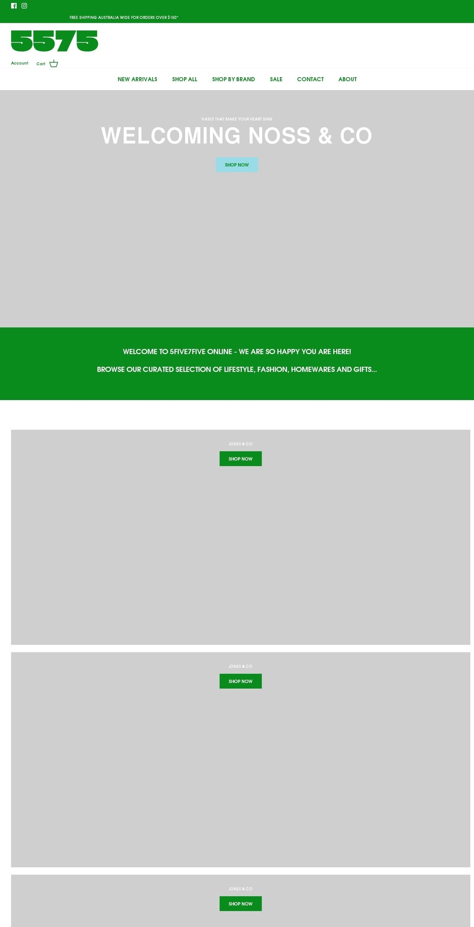 5five7five.com.au shopify website screenshot
