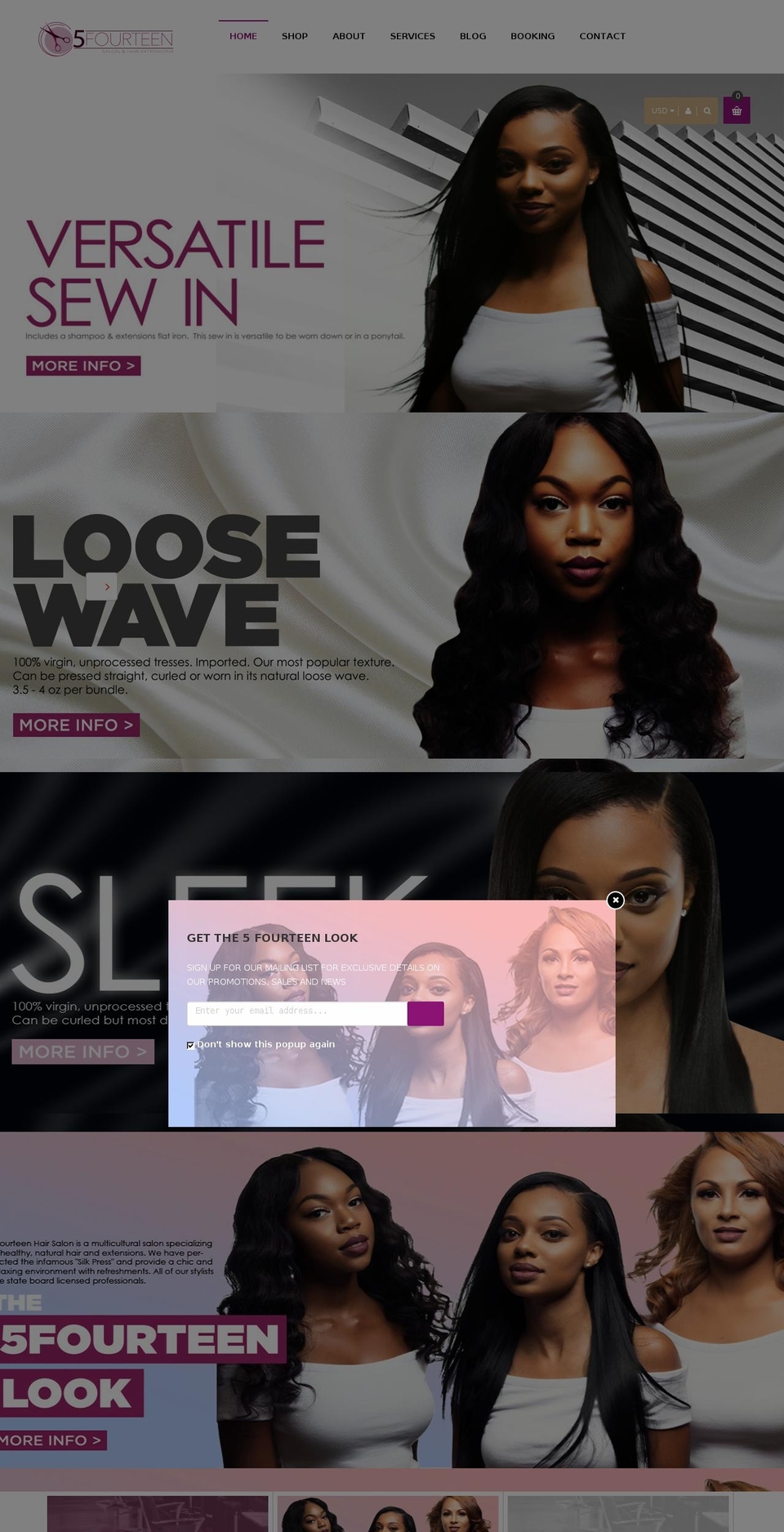 5fourteenhair.com shopify website screenshot