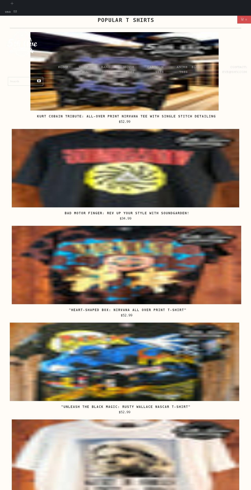 Ecomm performance v Shopify theme site example 5mv.com