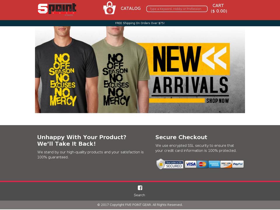 Custom Theme Shopify theme site example 5pointgear.com