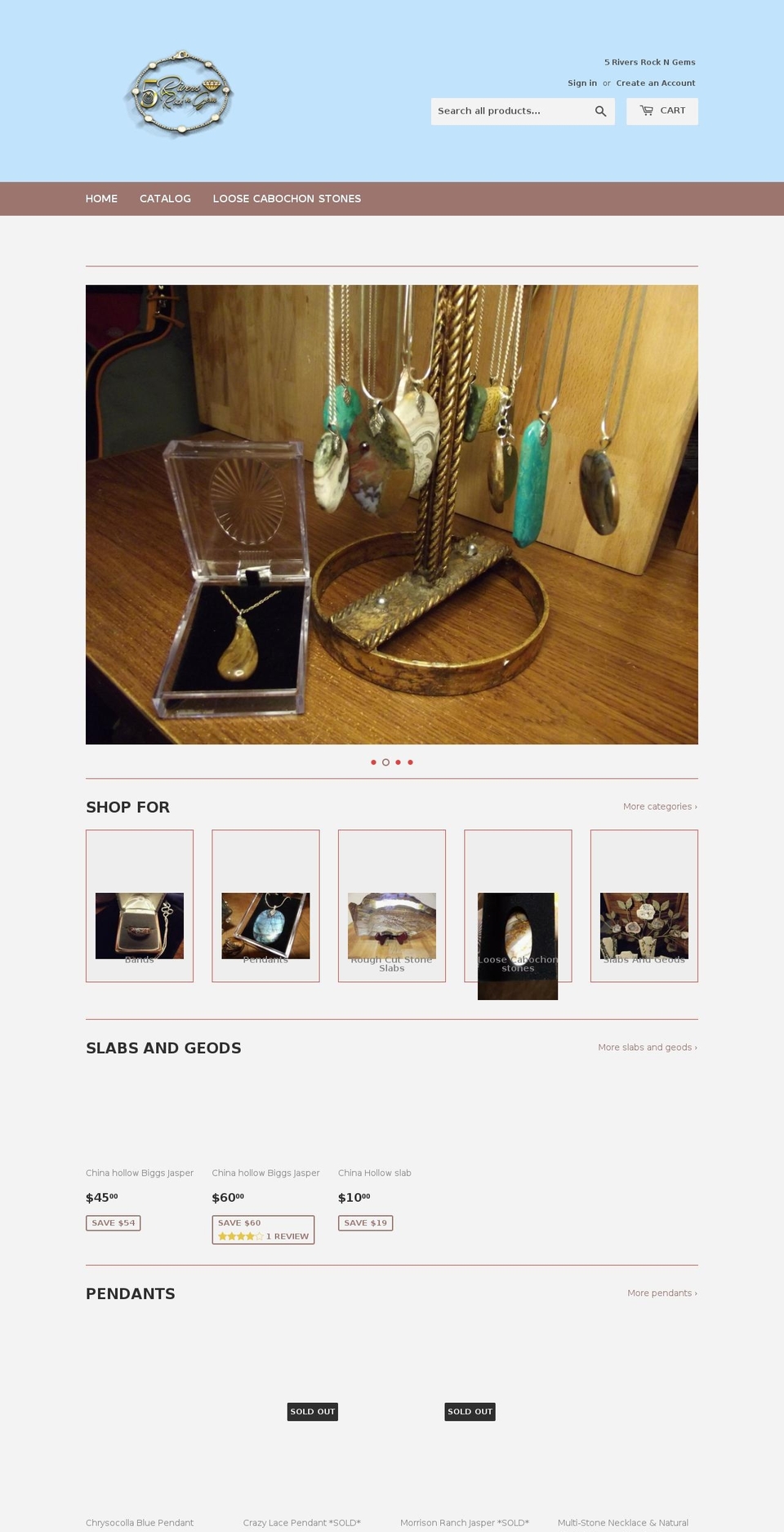 5riversrockngem.com — Shopify storefront screenshot